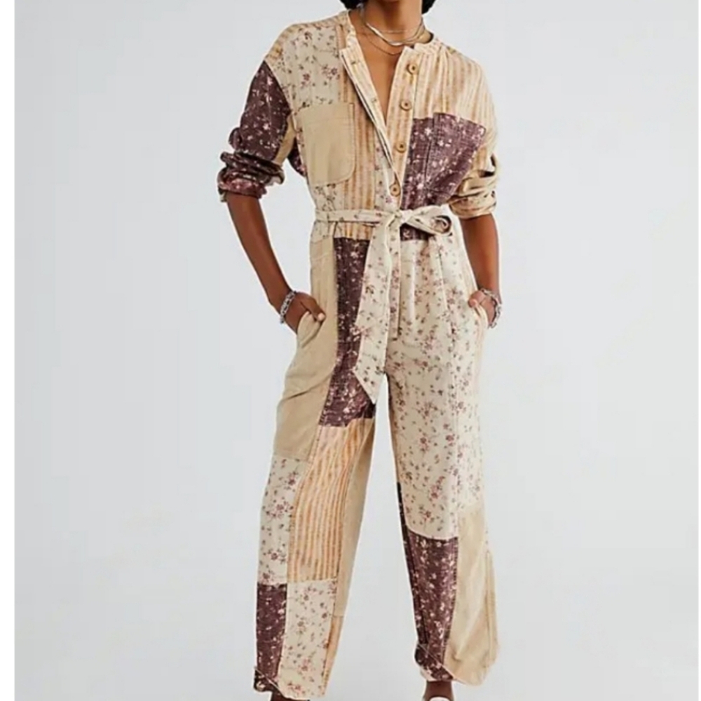 Free People Women's Roadtrip Patched Coveralls Size M